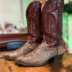 Tony Lama Brown and Snakeskin Cowboy Boots